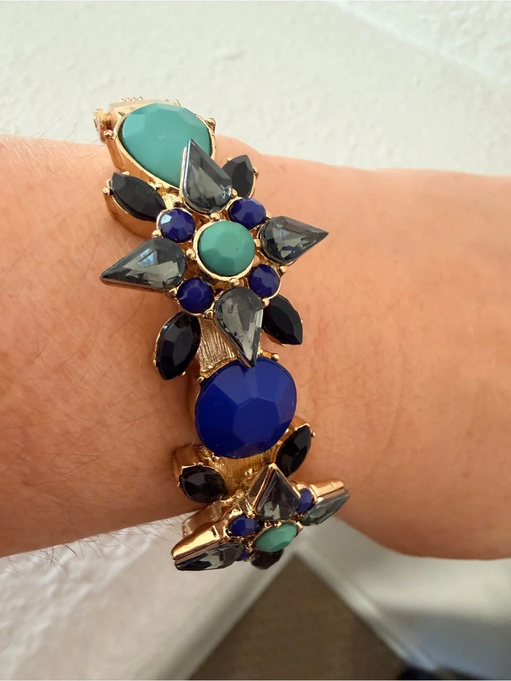 Cara NY Turquoise Cobalt Crystal Gold Cuff Bracelet